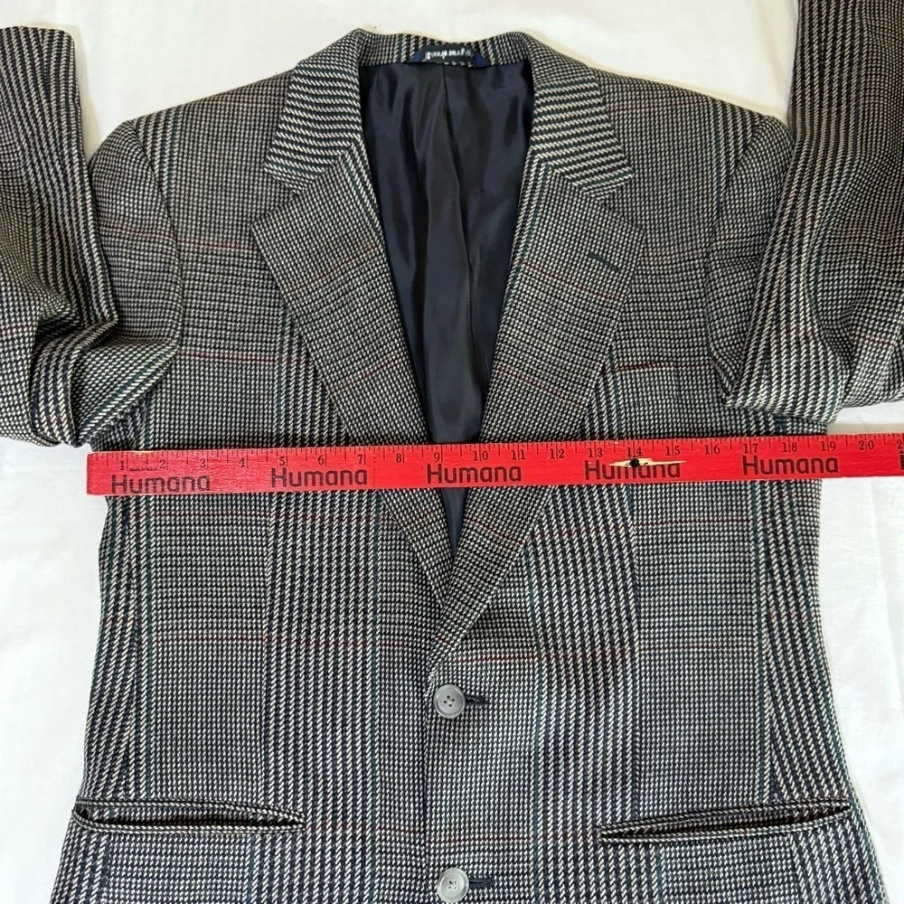 Burberrys Tweed Blazer English Woven Plaid Academia Preppy Old Money Lambs Wool